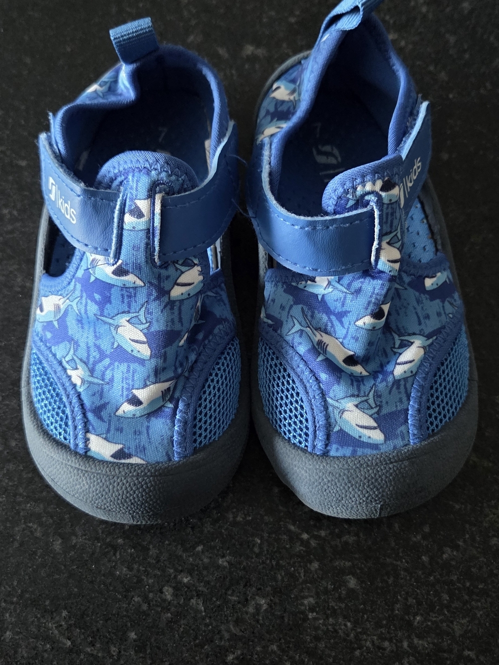 Kids Blue Shark Water Shoes with Hook-and-Loop Strap